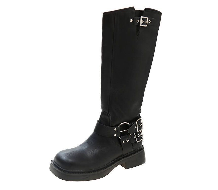 Platform High Multi-Buckle Boots Knee