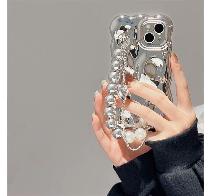 Pearl Faux Metallic Strap Phone Case