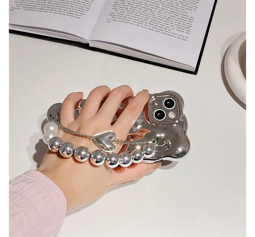 Pearl Faux Metallic Strap Phone Case