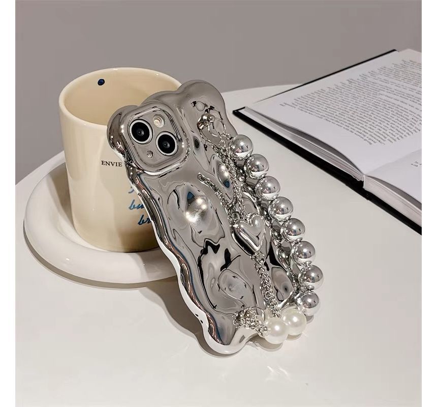 Pearl Faux Metallic Strap Phone Case