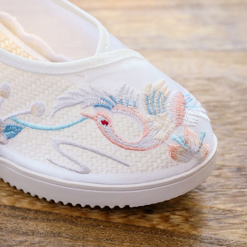 Embroidered Mary Pointed Jane Wedge Shoes