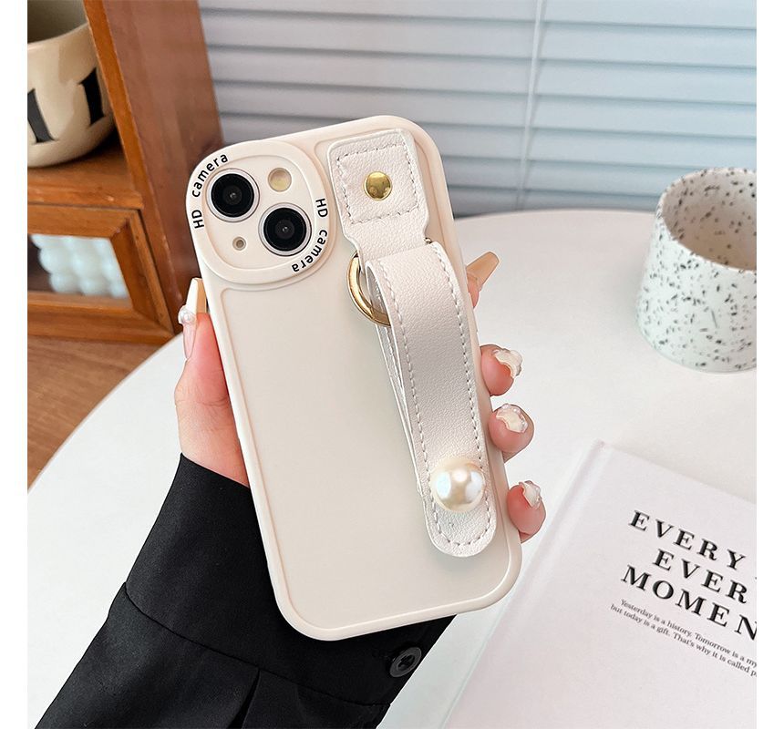 Phone Faux Strap Pearl Hand Case
