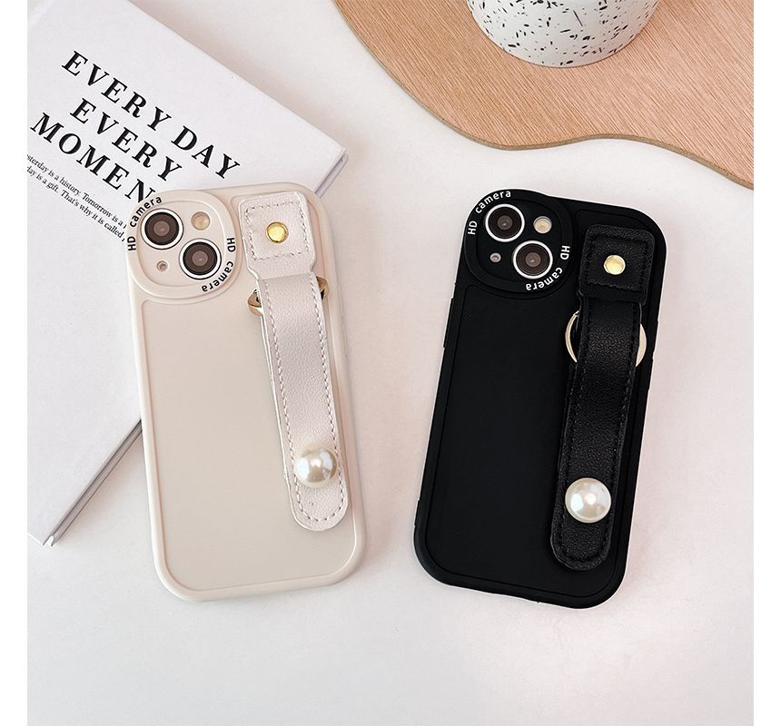 Phone Faux Strap Pearl Hand Case