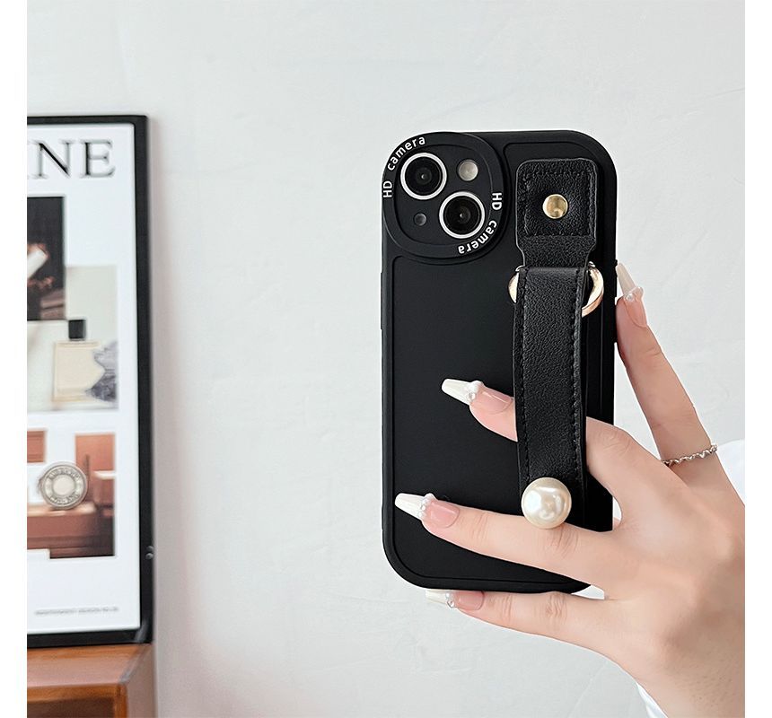 Phone Faux Strap Pearl Hand Case