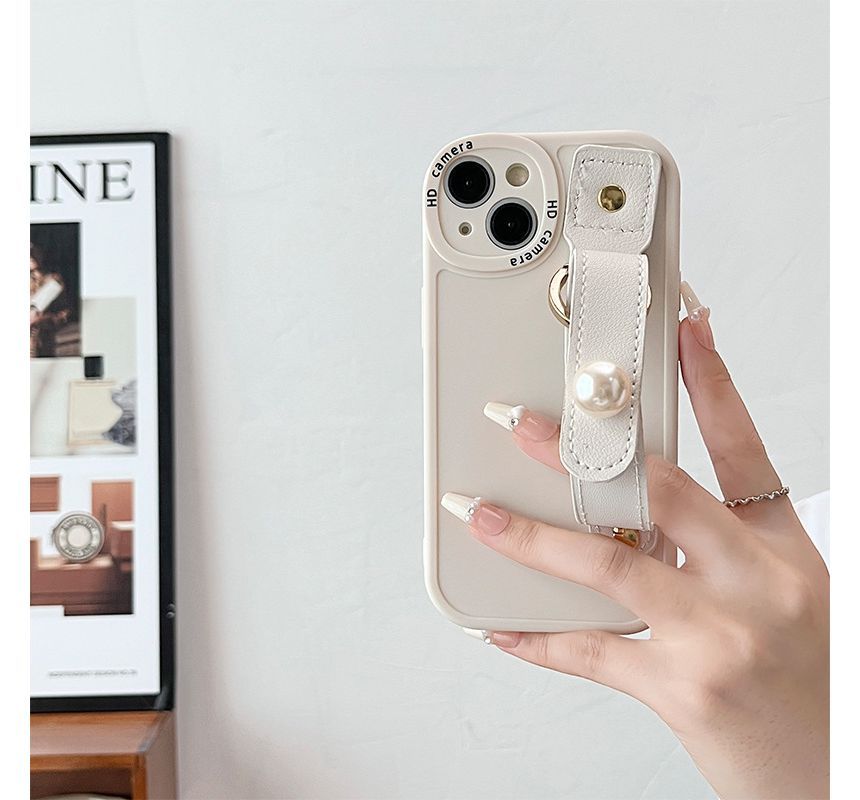 Phone Faux Strap Pearl Hand Case