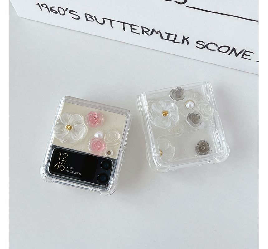 Floral Faux Case Phone Pearl