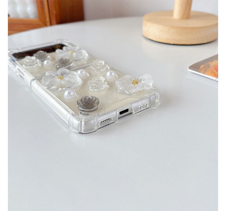 Floral Faux Case Phone Pearl