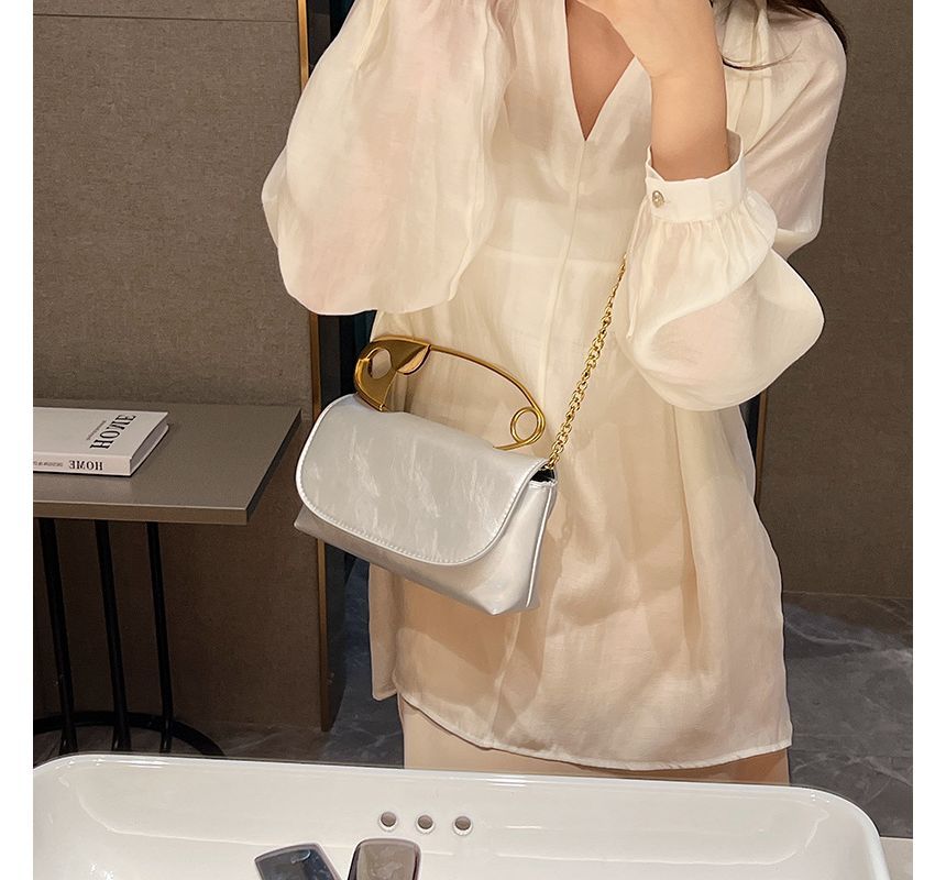 Crossbody Flap Handle Bag Safety Pin