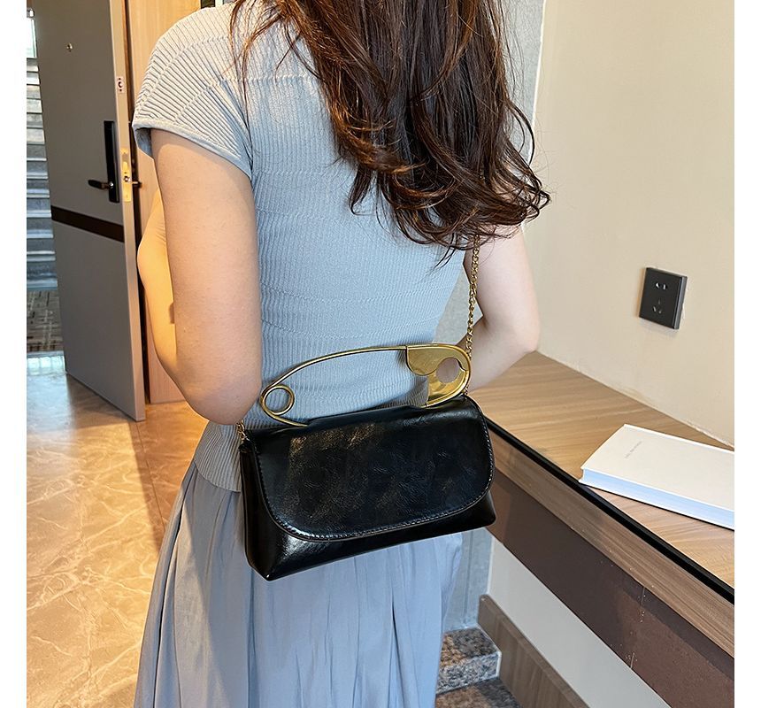 Crossbody Flap Handle Bag Safety Pin