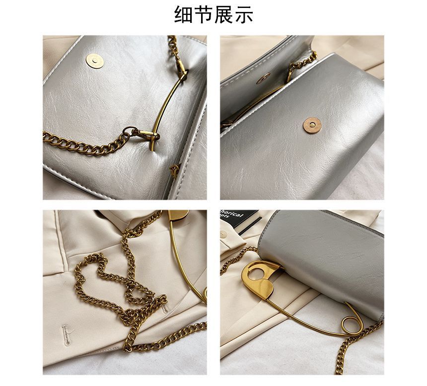 Crossbody Flap Handle Bag Safety Pin