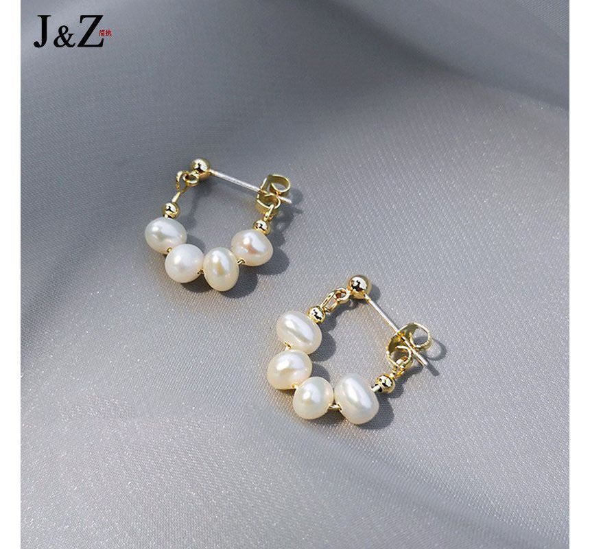 Earring Hoop Alloy Faux Pearl Chain