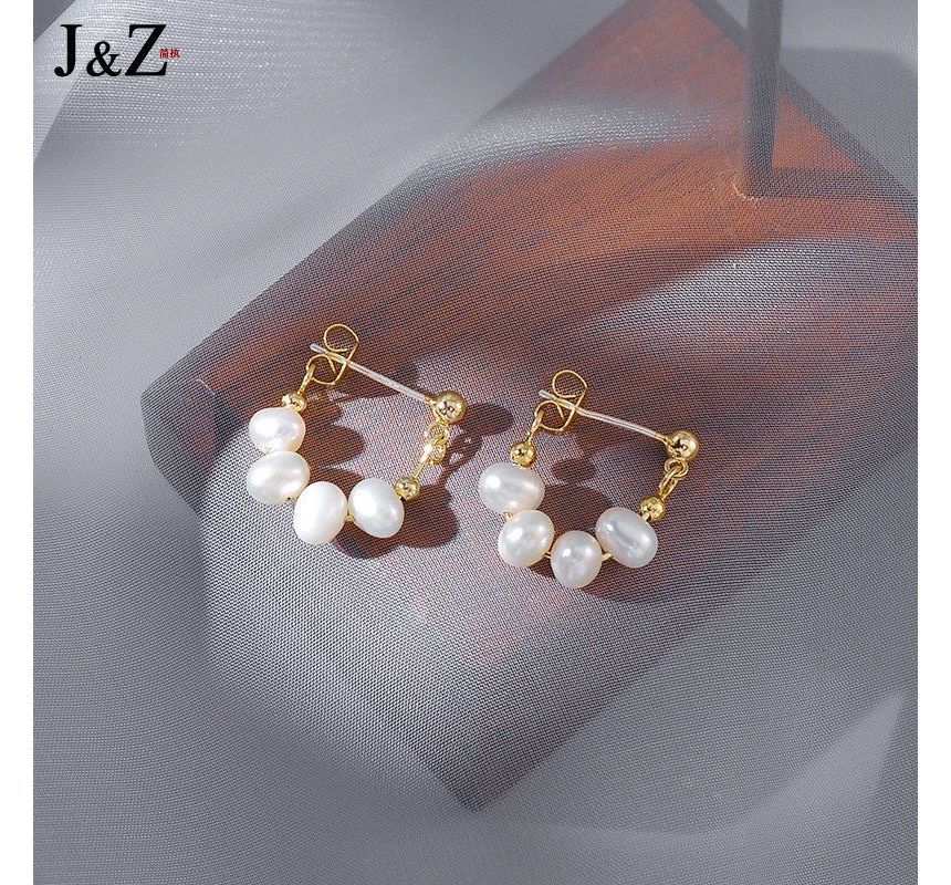 Earring Hoop Alloy Faux Pearl Chain