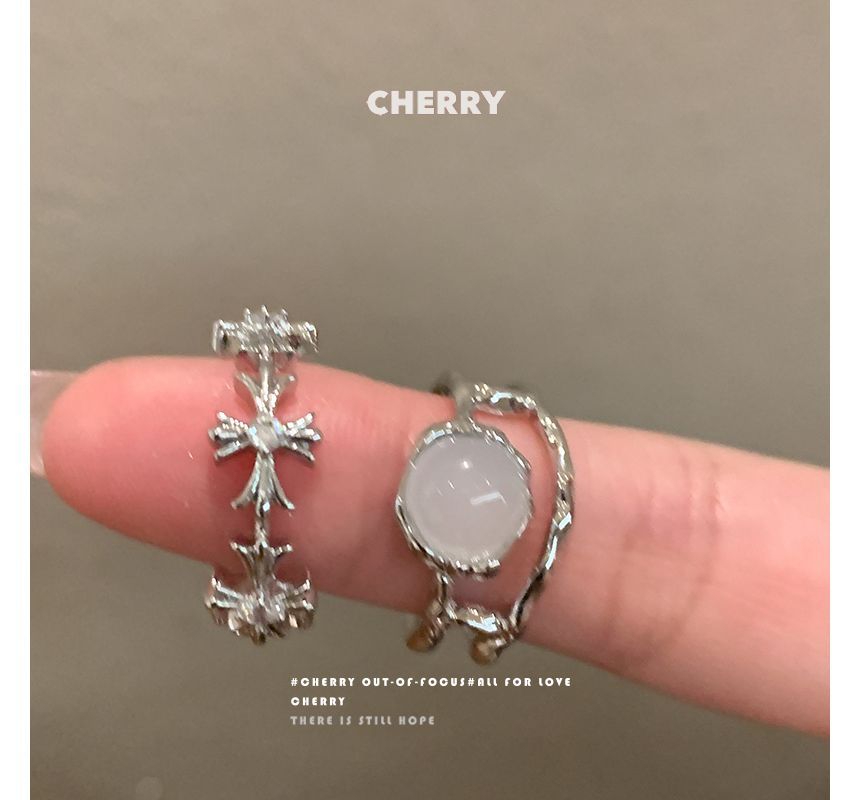 Cross Open Faux / Ring Set Moonstone