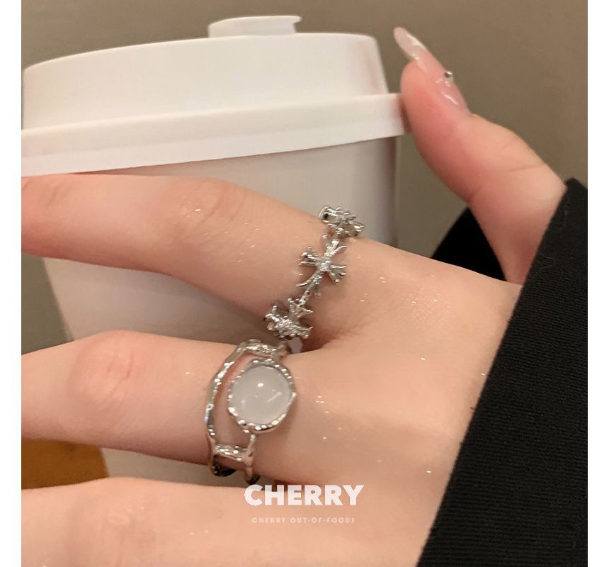 Cross Open Faux / Ring Set Moonstone