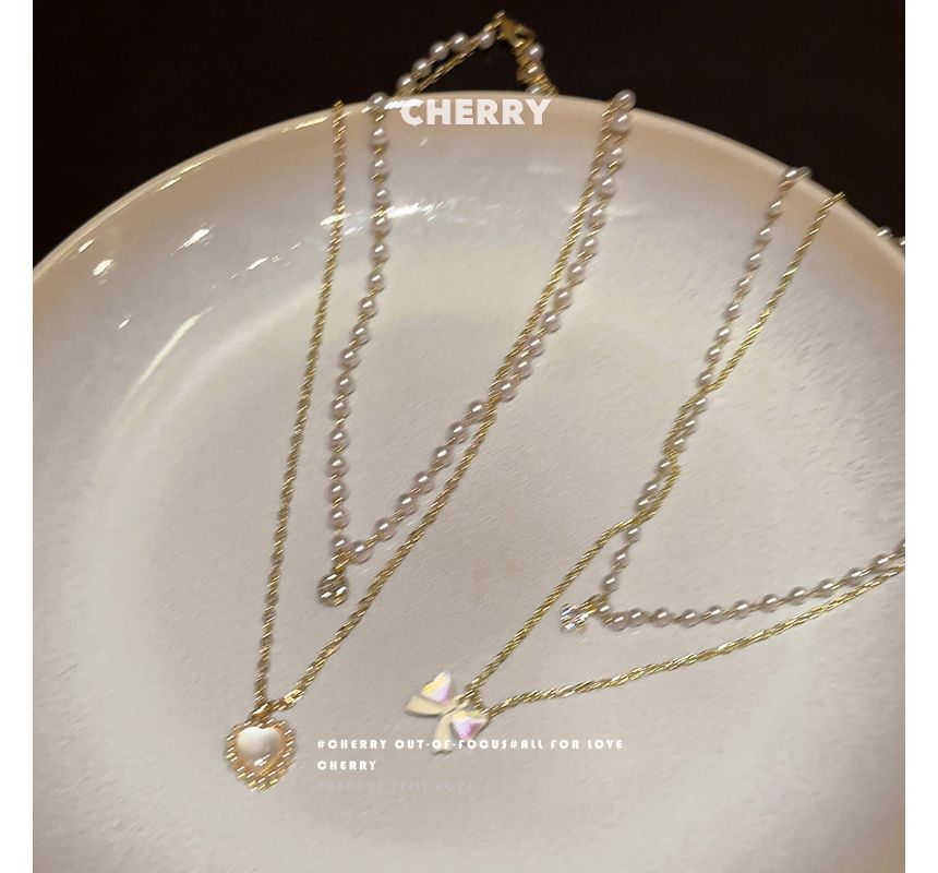 Layered Necklace Faux Pearl