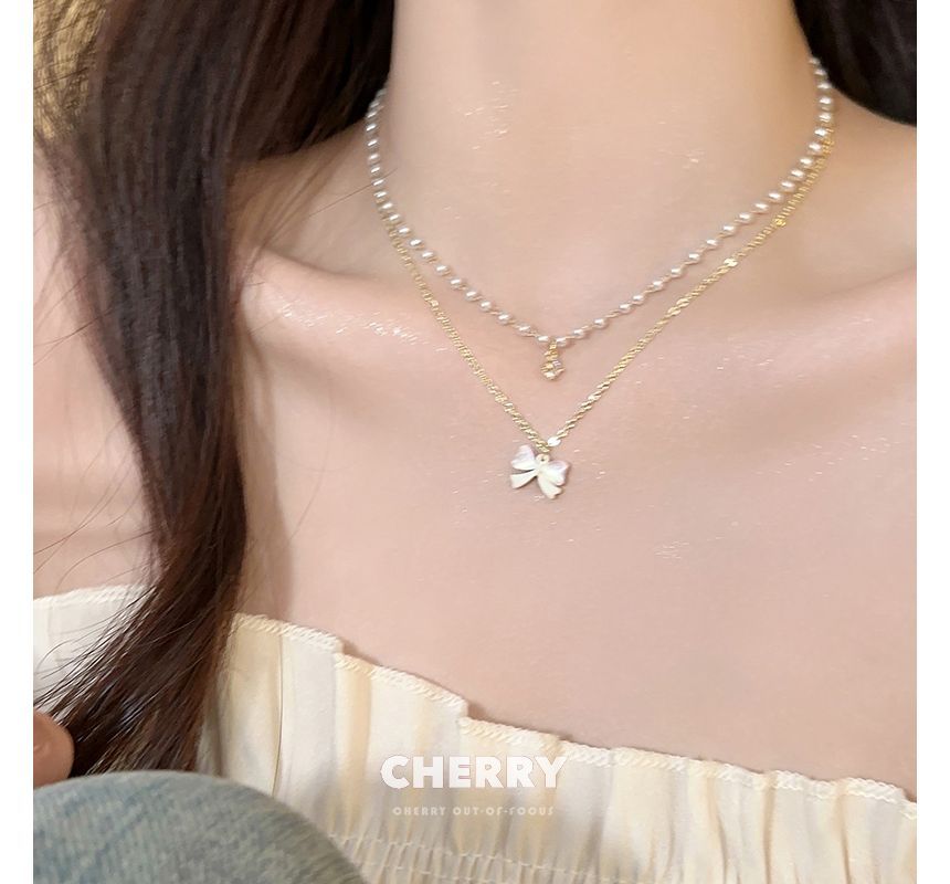 Layered Necklace Faux Pearl