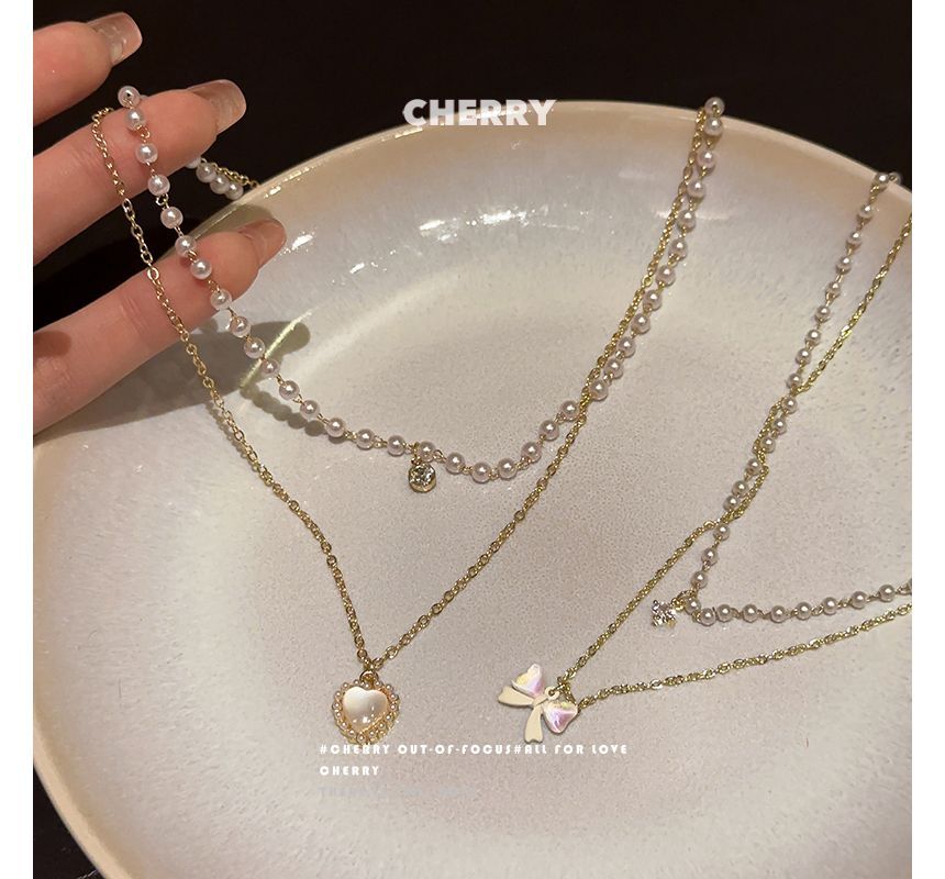 Layered Necklace Faux Pearl