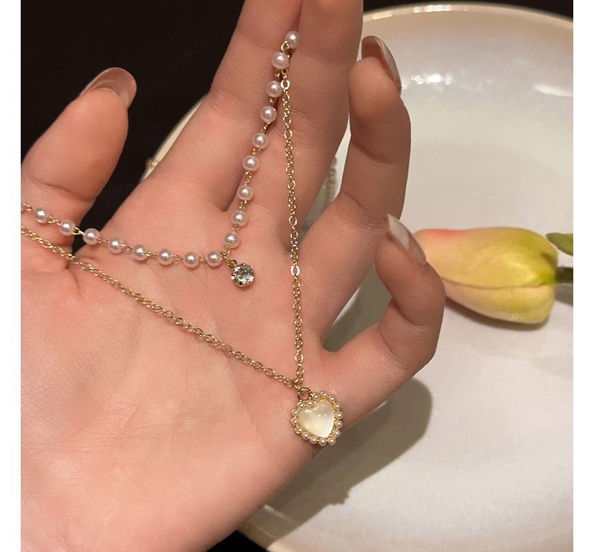 Layered Necklace Faux Pearl