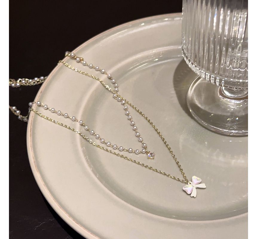 Layered Necklace Faux Pearl