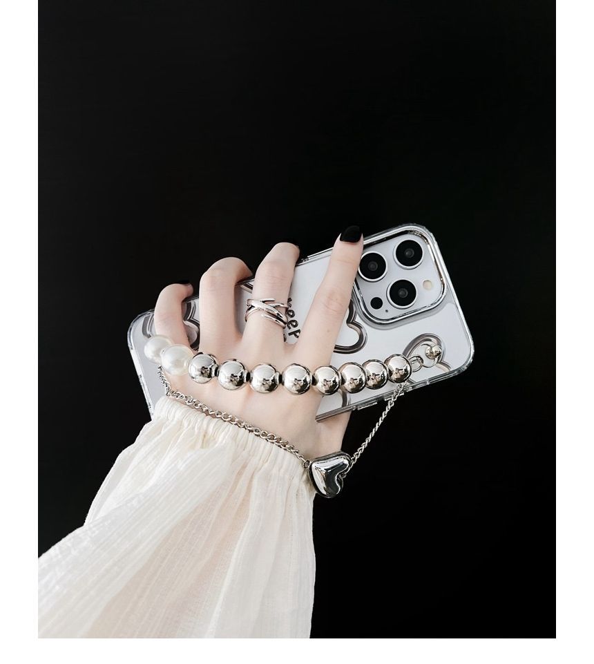 Case Chain Heart Phone Bead Faux Print