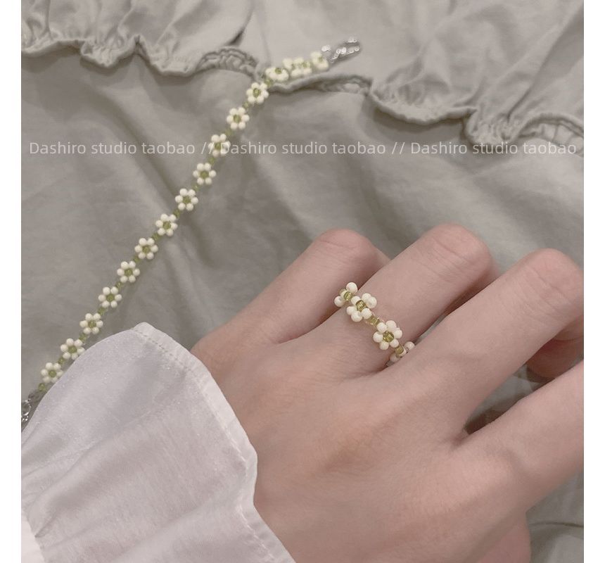 Acrylic Set / Ring Floral Bracelet