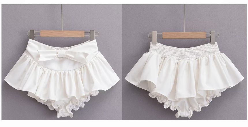 Waist Skirt Plain Mid Mini A-Line bow