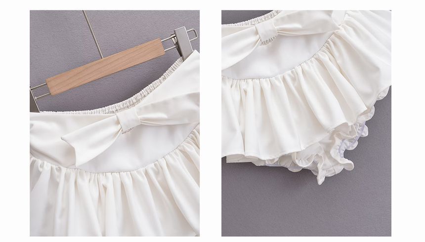 A-Line Mini bow Plain Mid Skirt Waist