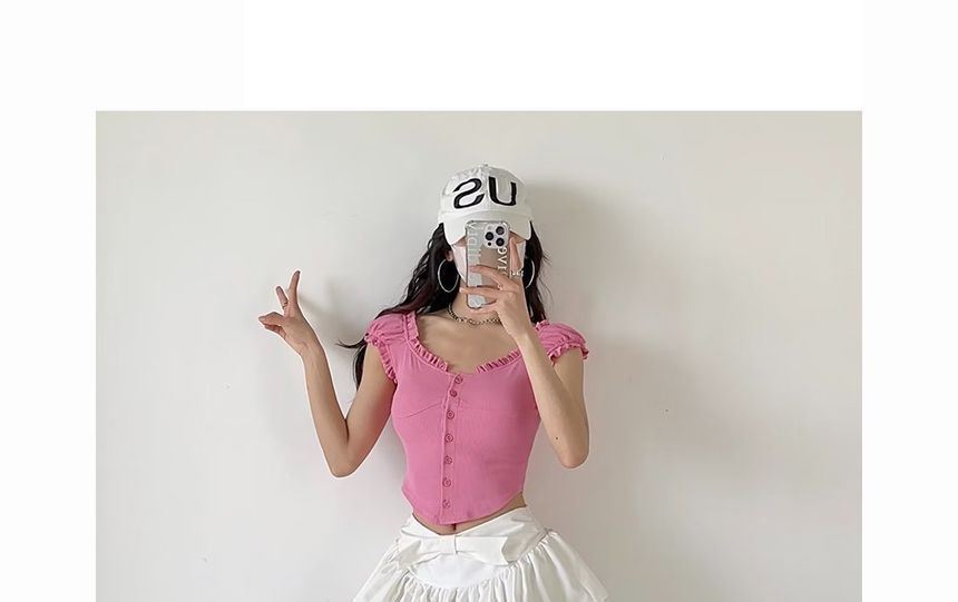 Waist Skirt Plain Mid Mini A-Line bow