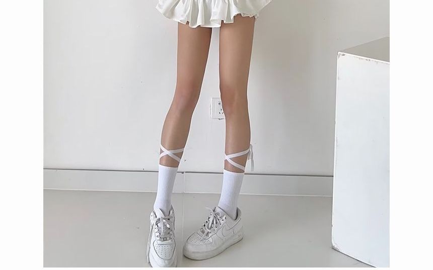 A-Line Mini bow Plain Mid Skirt Waist