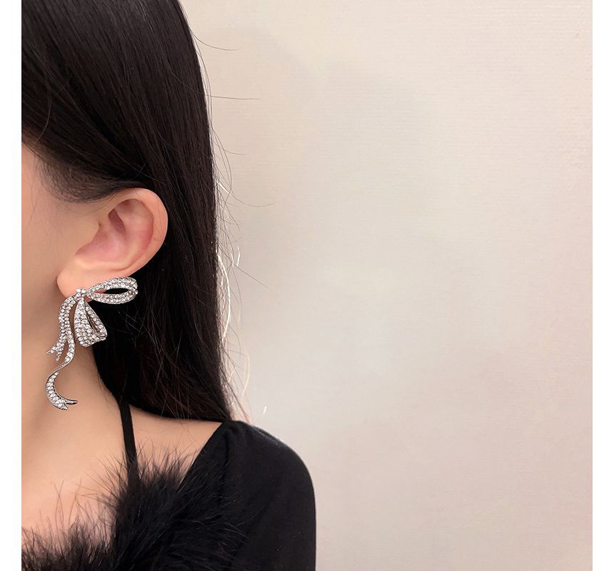 Stud Bow Earring Rhinestone