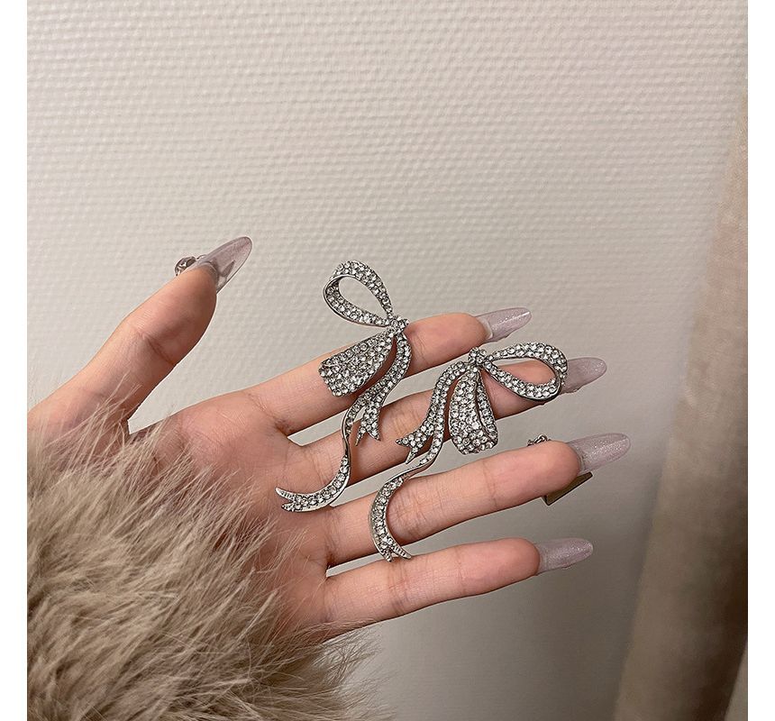 Stud Bow Earring Rhinestone