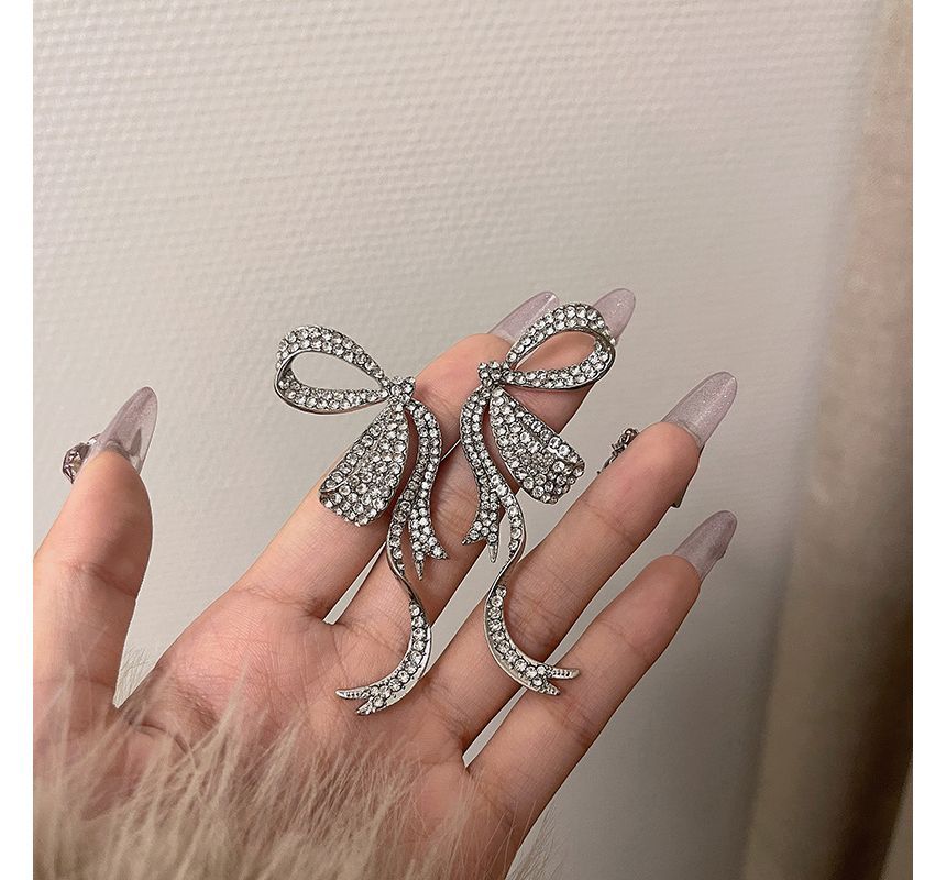 Stud Bow Earring Rhinestone