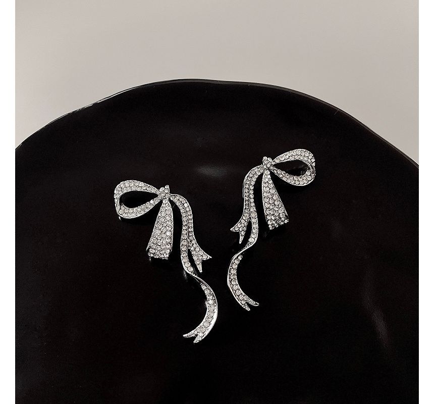 Stud Bow Earring Rhinestone
