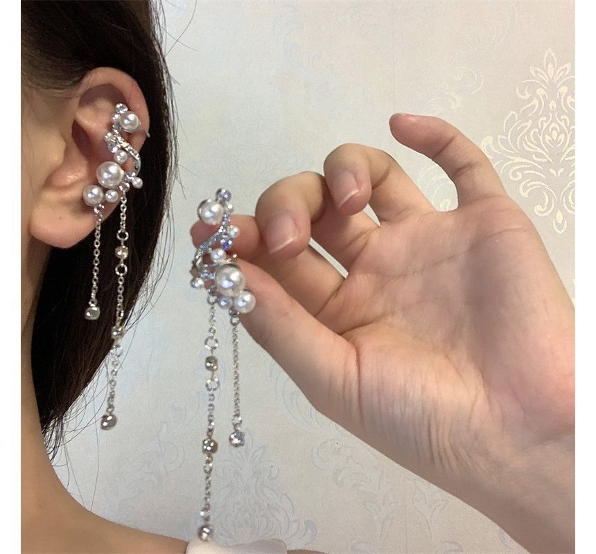 Fringe Rhinestone Faux Cuff Pearl Ear