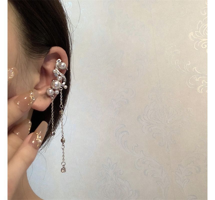 Fringe Rhinestone Faux Cuff Pearl Ear