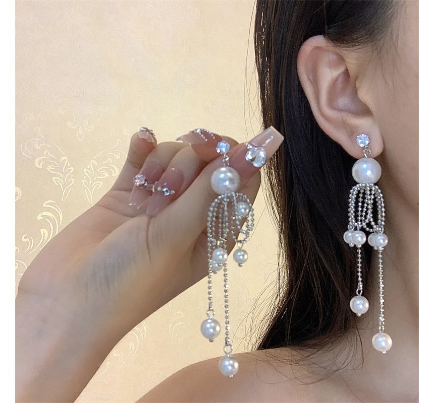 Pearl Fringe Faux Earring Drop
