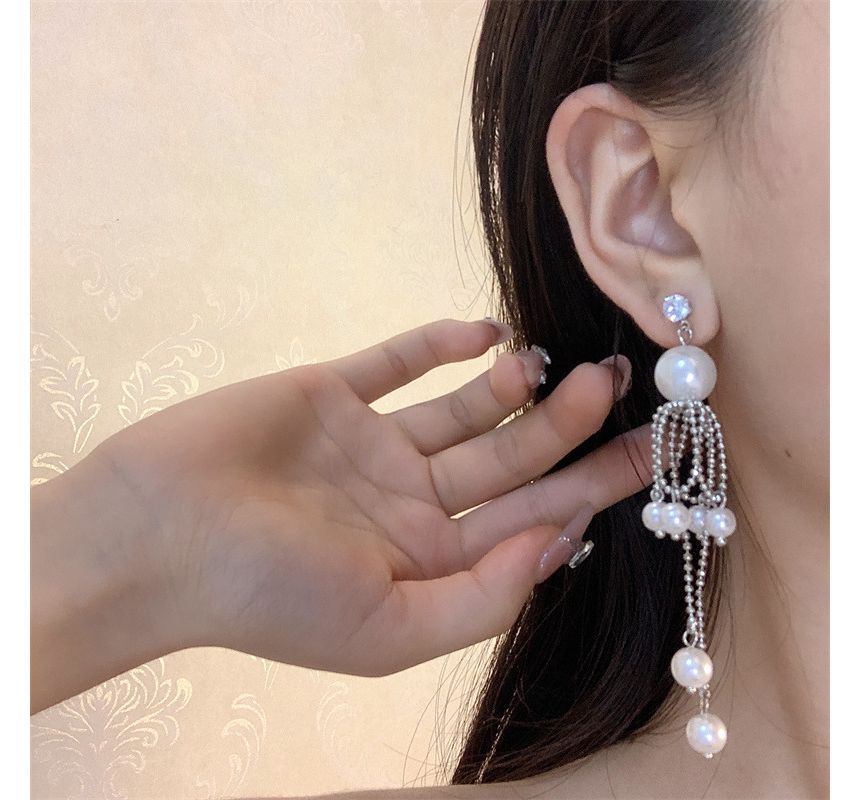 Pearl Fringe Faux Earring Drop