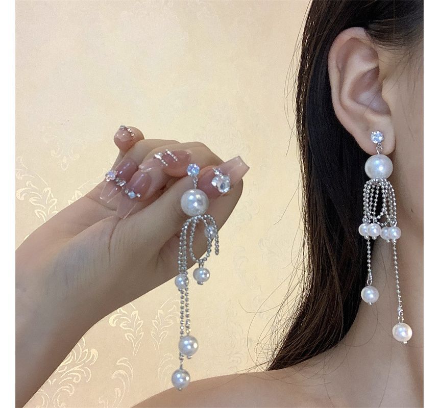 Pearl Fringe Faux Earring Drop