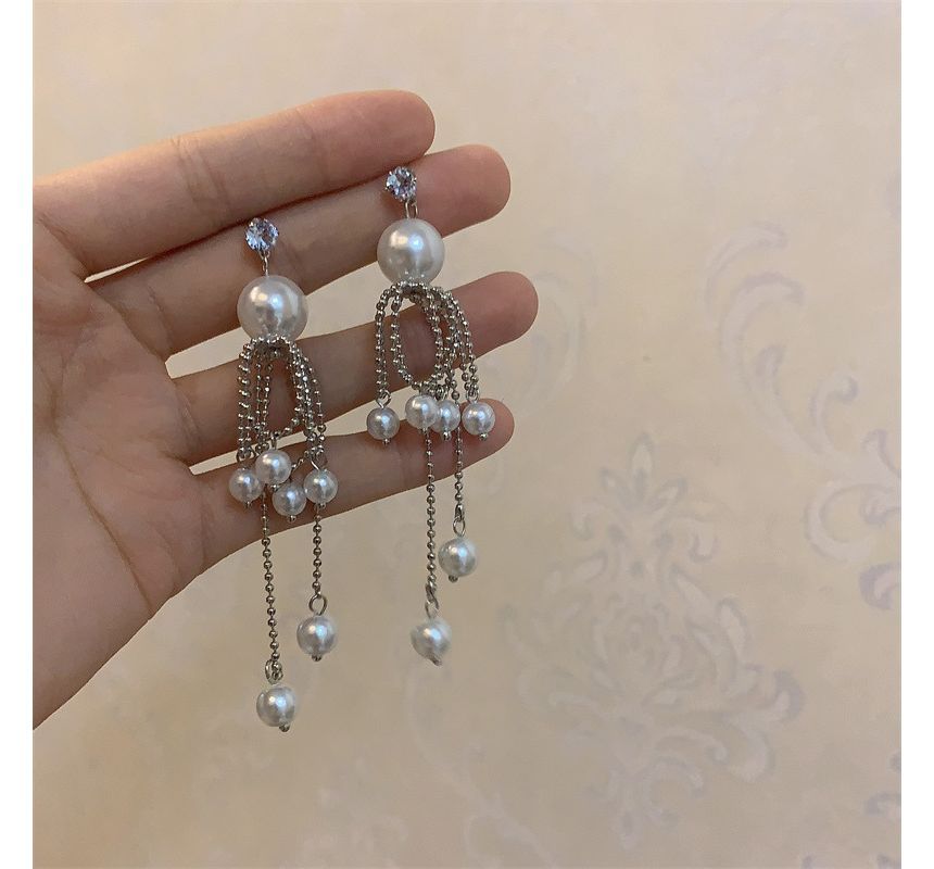 Pearl Fringe Faux Earring Drop