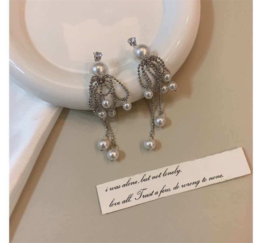 Pearl Fringe Faux Earring Drop