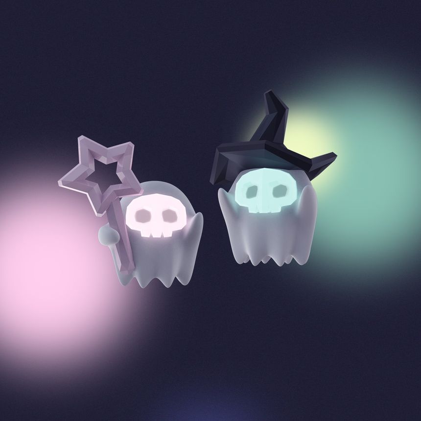 Stud ) Ghost ( Designs Various Earring Silver Sterling Halloween