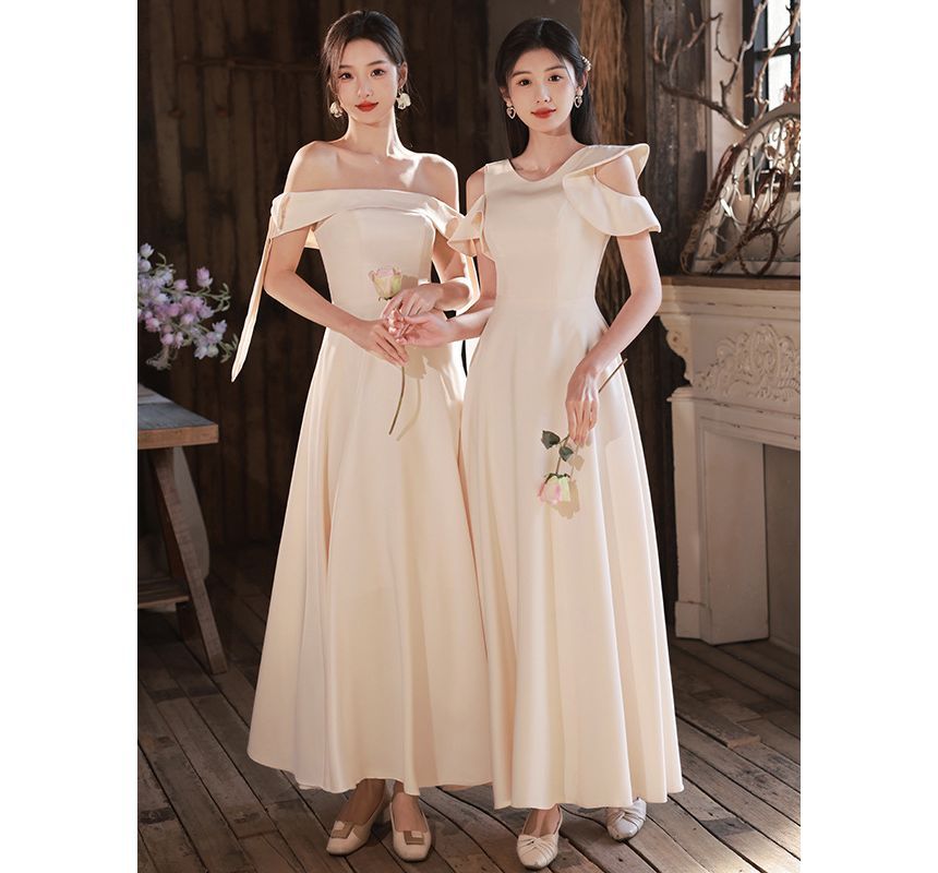 Evening Plain Ruffle A-Line Gown