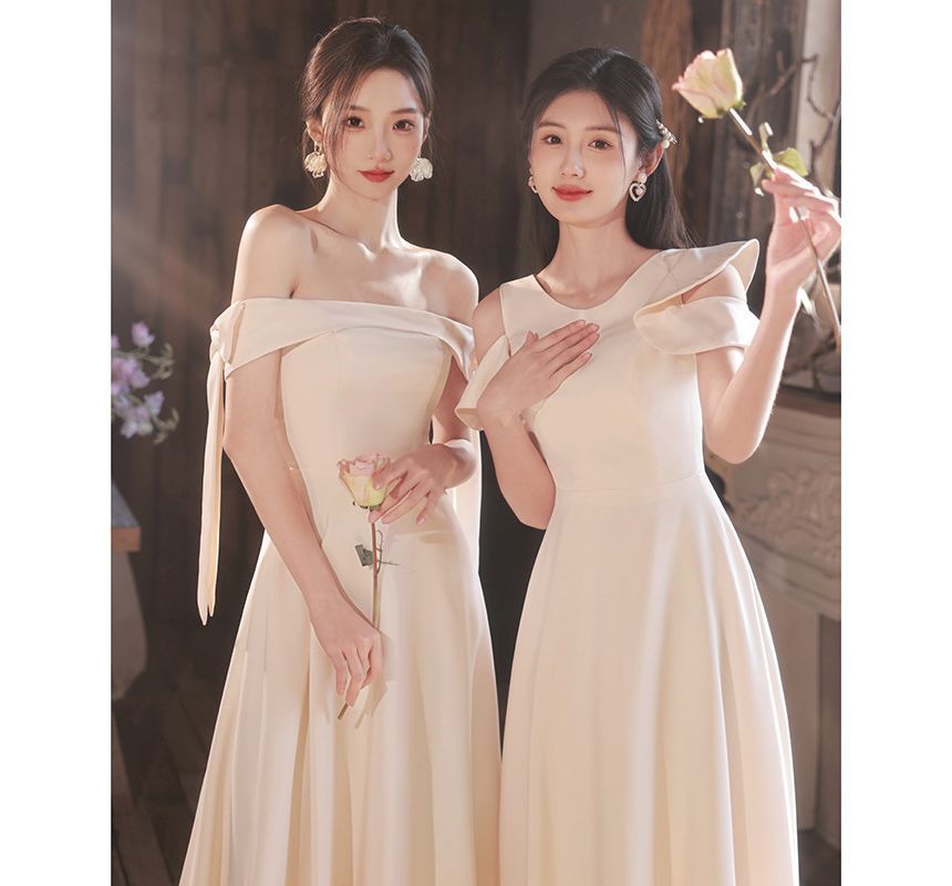 Evening Plain Ruffle A-Line Gown