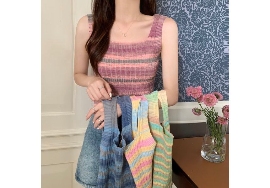 Sleeveless Knit Striped Top