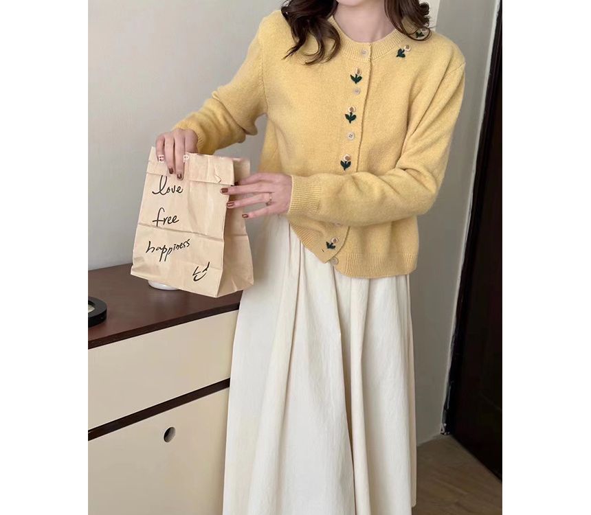 Crew Floral Plain Cardigan Neck