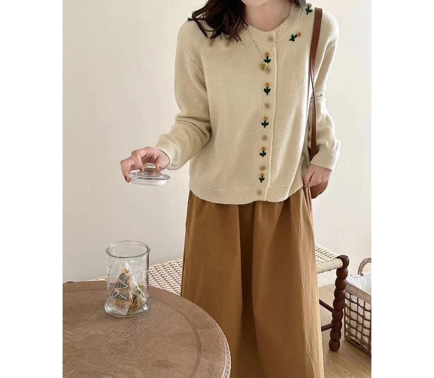 Crew Floral Plain Cardigan Neck