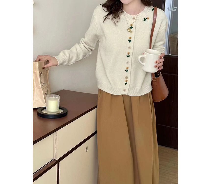 Crew Floral Plain Cardigan Neck