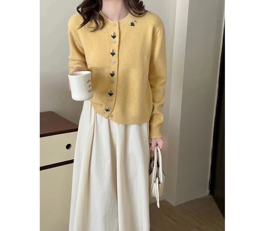 Crew Floral Plain Cardigan Neck