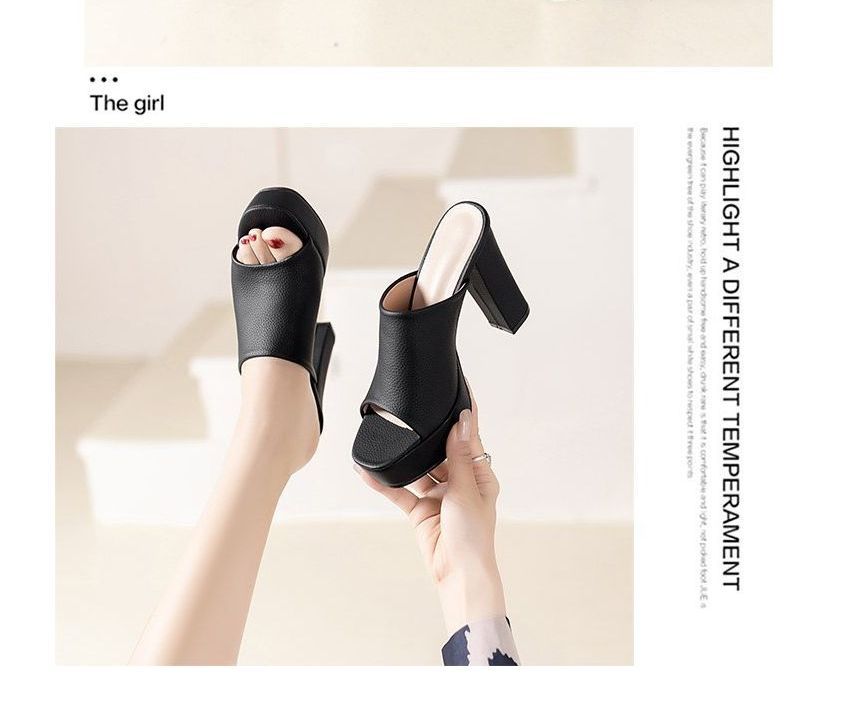 Chunky Platform Heel Slide Sandals