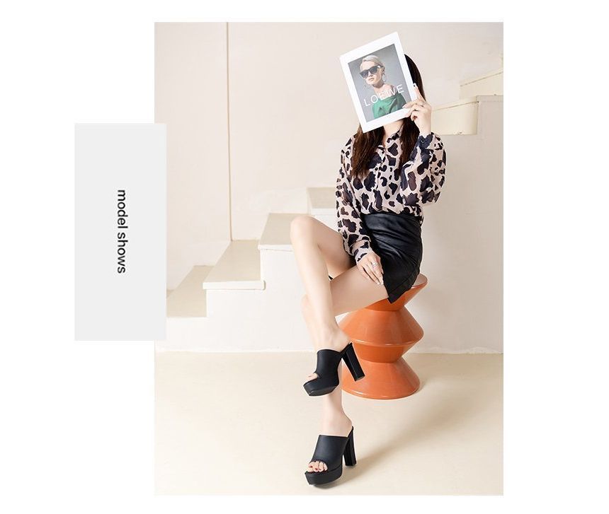 Chunky Platform Heel Slide Sandals